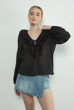 Annie Ruffle V Neck Blouse