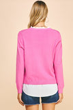 Elle V Neck Sweater & Woven Combo Top