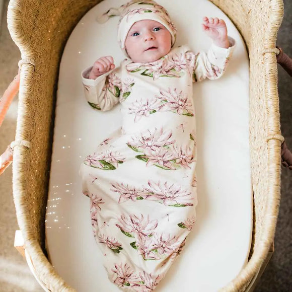 Organic Newborn Gown & Hat Set